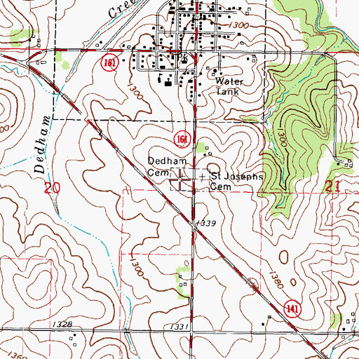 Topographic Map of Dedham Cemetery, IA