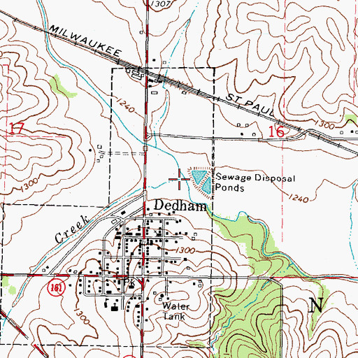 Topographic Map of Dedham Creek, IA