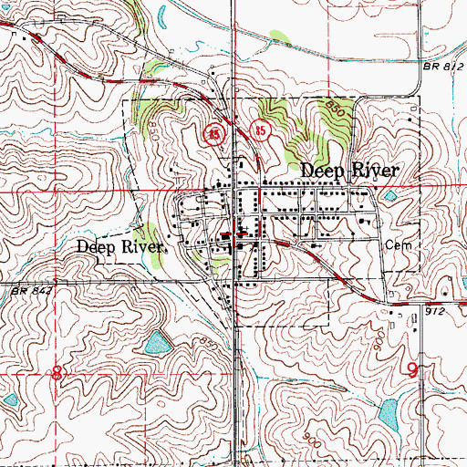 Topographic Map of Deep River, IA