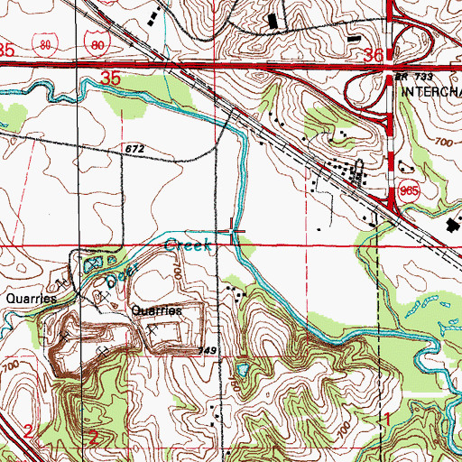 Topographic Map of Deer Creek, IA