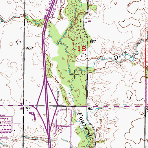 Topographic Map of Deer Creek, IA