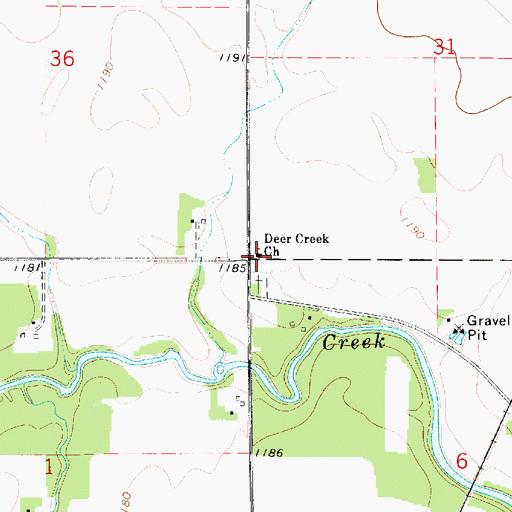 Topographic Map of Deer Creek Church, IA