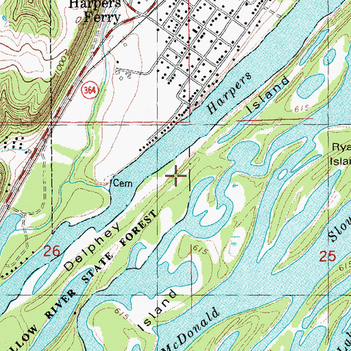 Topographic Map of Delphey Island, IA