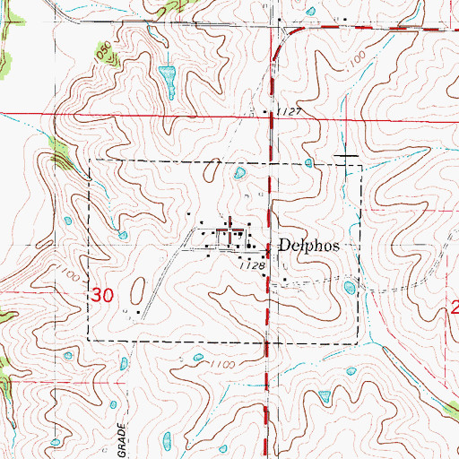 Topographic Map of Delphos, IA