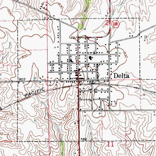 Topographic Map of Delta, IA