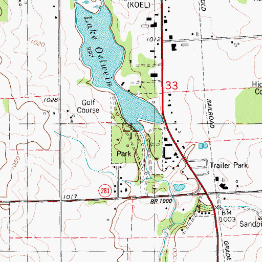 Topographic Map of Delwein City Park, IA