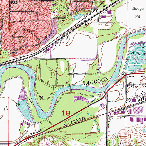 Topographic Map of Denman Woods, IA