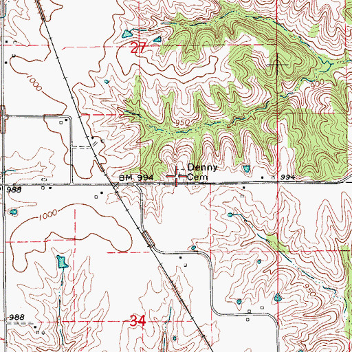 Topographic Map of Denny Cemetery, IA