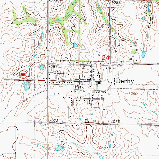 Topographic Map of Derby, IA