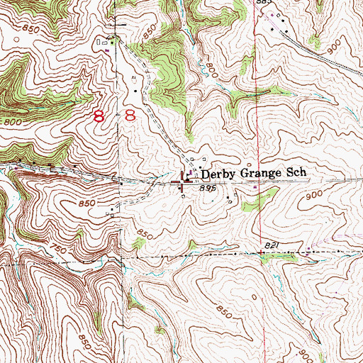 Topographic Map of Derby Grange School, IA