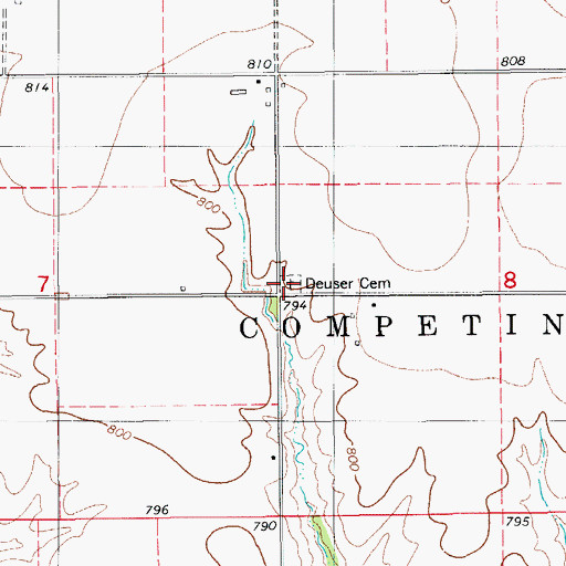 Topographic Map of Deuser Cemetery, IA