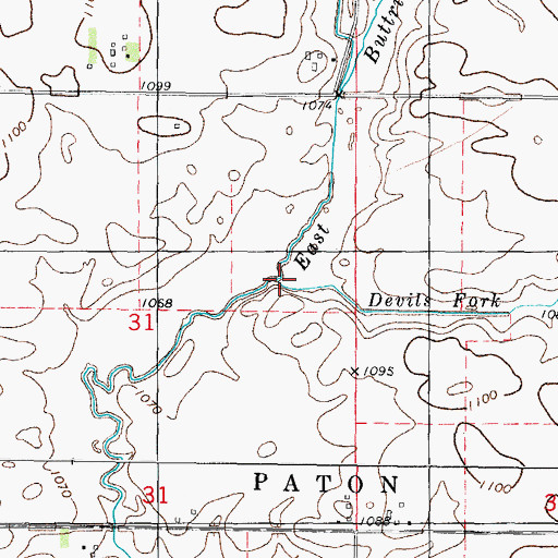 Topographic Map of Devils Fork, IA