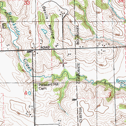 Topographic Map of Devils Hollow, IA