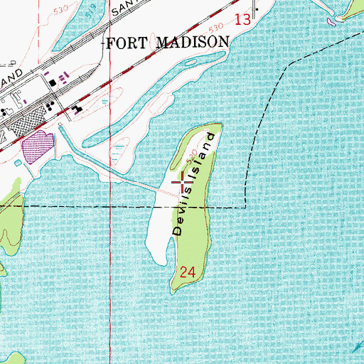 Topographic Map of Devils Island, IA