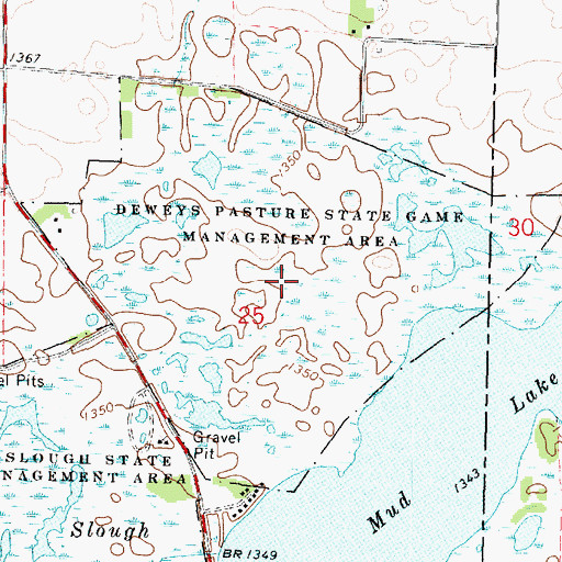 Topographic Map of Deweys Pasture State Game Management Area, IA
