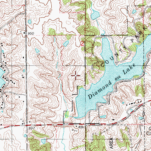 Topographic Map of Diamond Lake, IA