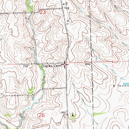 Topographic Map of Dierks Cemetery, IA