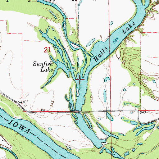 Topographic Map of Diggins Slough, IA