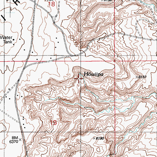 Topographic Map of Hwiipi, AZ