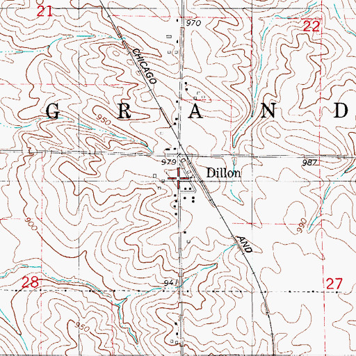 Topographic Map of Dillon, IA