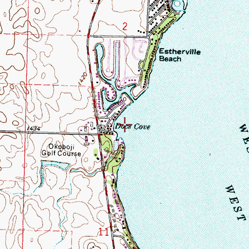 Topographic Map of Docs Cove, IA