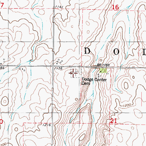Topographic Map of Dodge Center Cemetery, IA