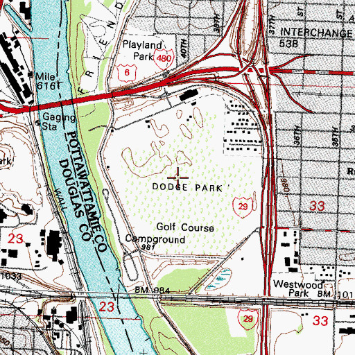 Topographic Map of Dodge Park, IA