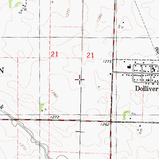 Topographic Map of Dolliver, IA