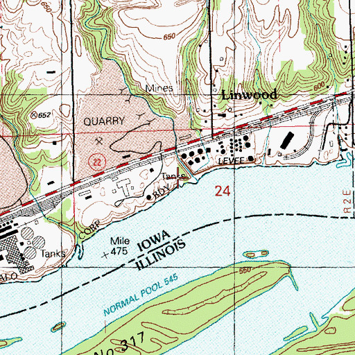 Topographic Map of Donaldson Creek, IA