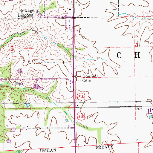 Topographic Map of Donnell Cemetery, IA