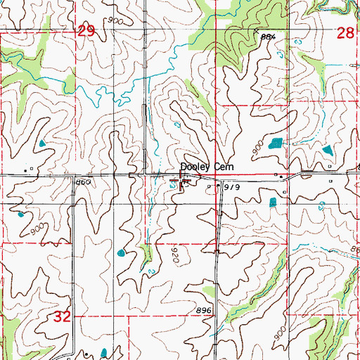 Topographic Map of Dooley Cemetery, IA