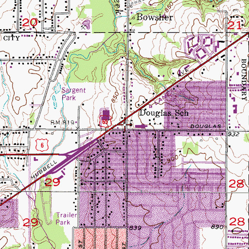 Topographic Map of Douglas School, IA