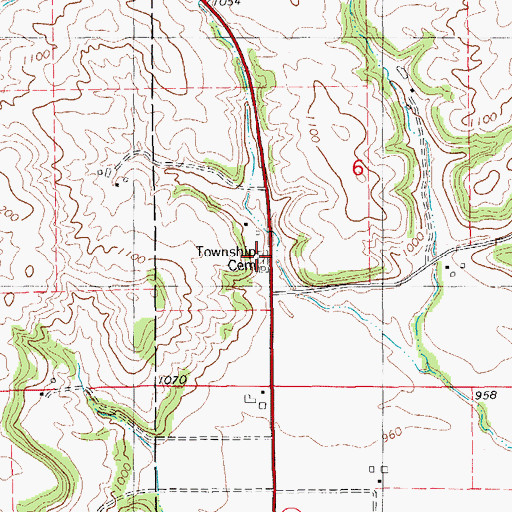 Topographic Map of Dover Township Cemetery, IA