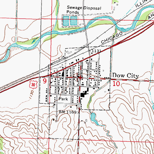 Topographic Map of Dow City, IA