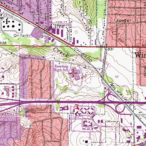 Topographic Map of Dowling Catholic High School, IA
