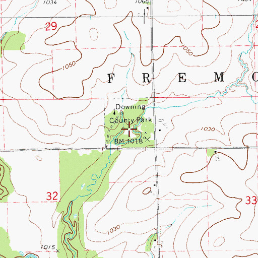 Topographic Map of Downing County Park, IA