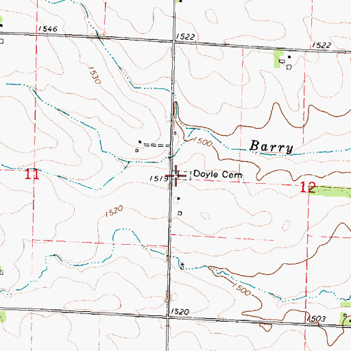Topographic Map of Doyle Cemetery, IA