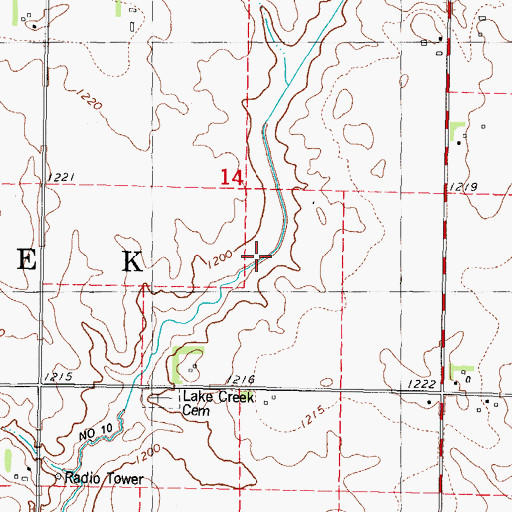 Topographic Map of Drainage Ditch 10, IA