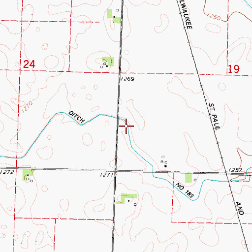 Topographic Map of Drainage Ditch 183, IA