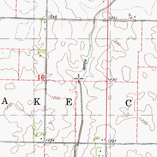 Topographic Map of Drainage Ditch 198, IA