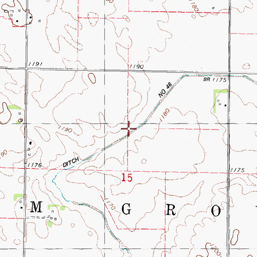 Topographic Map of Drainage Ditch 46, IA