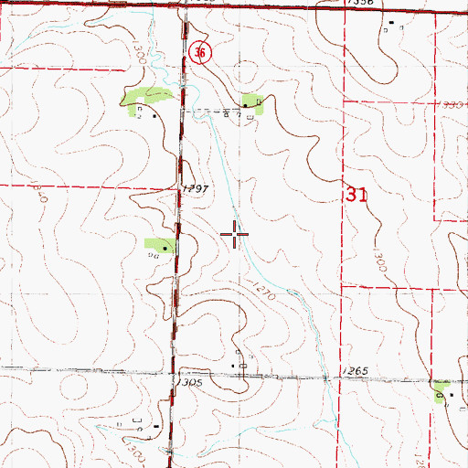 Topographic Map of Drainage Ditch 60, IA