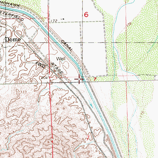 Topographic Map of Wellton Mohawk Canal, AZ