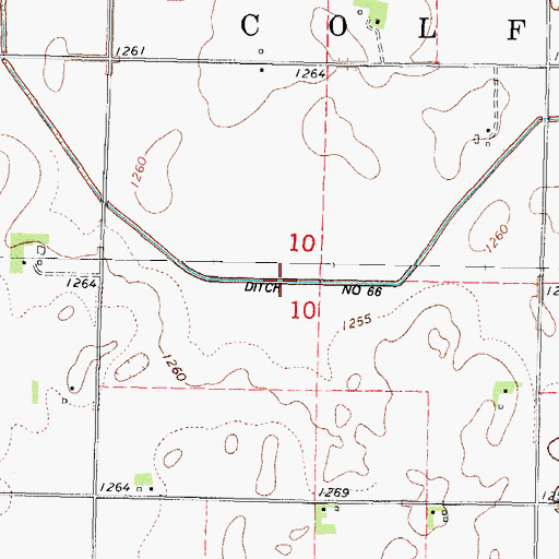 Topographic Map of Drainage Ditch 66, IA
