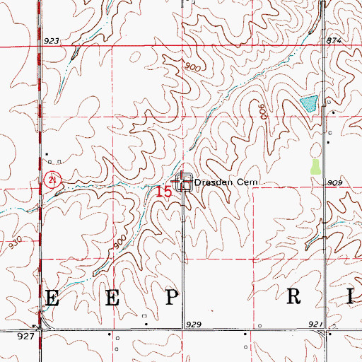 Topographic Map of Dresden Cemetery, IA