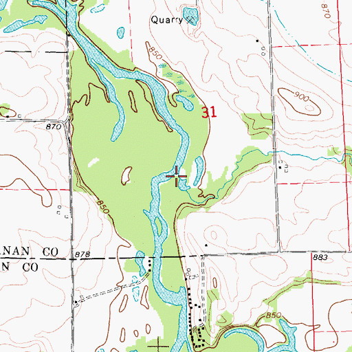 Topographic Map of Dry Creek, IA