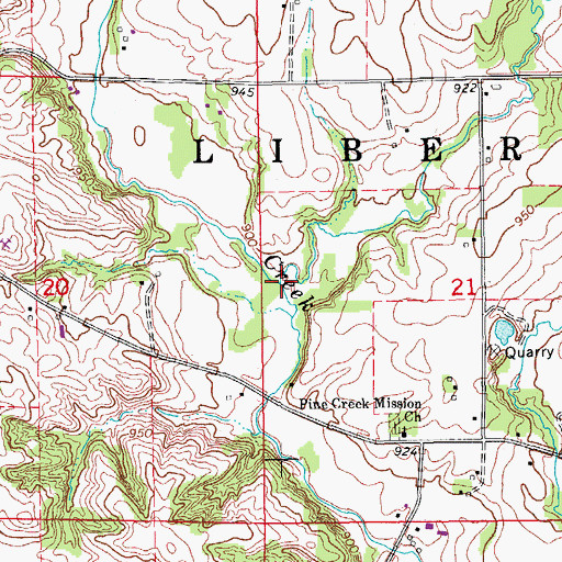 Topographic Map of Dry Creek, IA