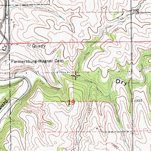 Topographic Map of Dry Hollow, IA
