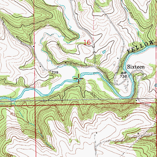 Topographic Map of Dry Hollow Creek, IA