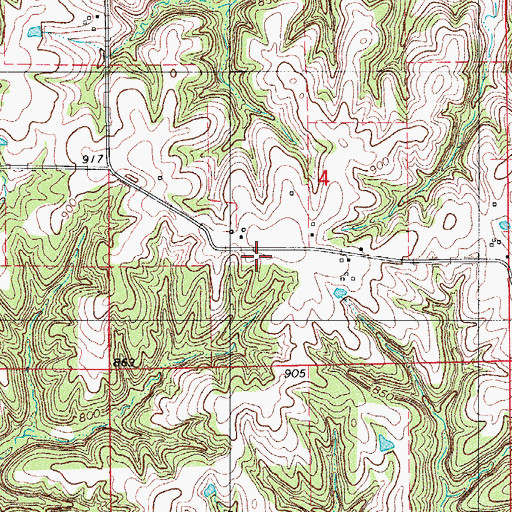 Topographic Map of Dry Ridge School, IA